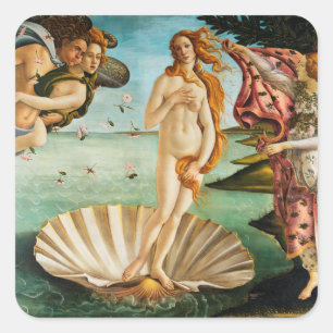 BOTTICELLI - De geboorte van Venus 1483 Vierkante Sticker