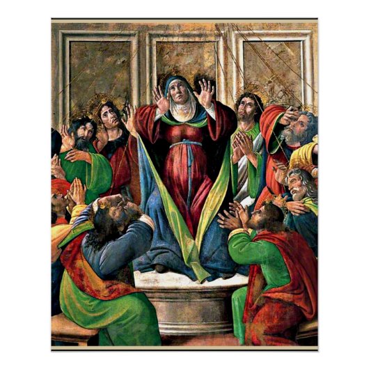 Botticelli - De nederdaling van de Heilige Geest Perfect Poster (Voorkant)