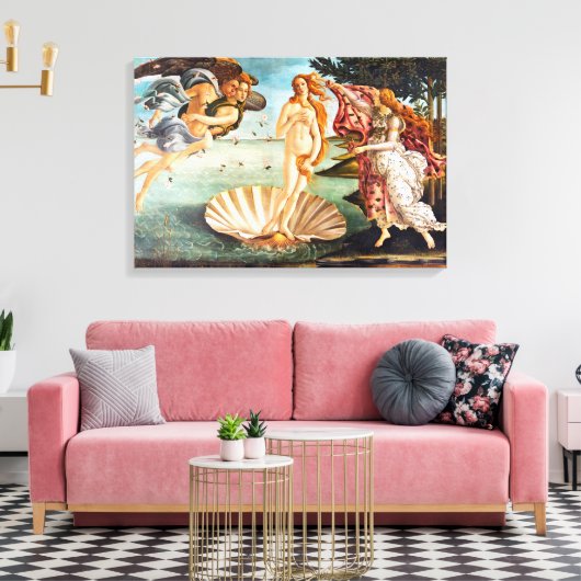 Botticelli Geboorte van Venus Hersteld Herkleurd Canvas Afdruk (Insitu (Woonkamer))