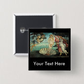 Botticelli - geboorte van Venus Vierkante Button 5,1 Cm (Voorkant /achterkant)