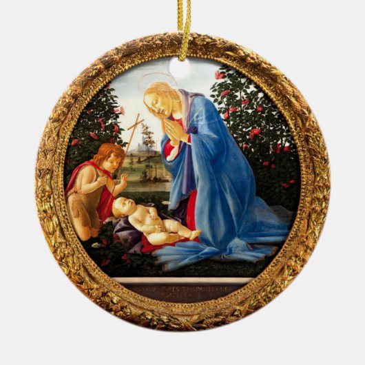 Botticelli Madonna Adoring Child met John Baptist Keramisch Ornament (Voorkant)