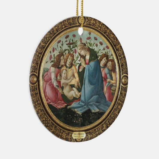 Botticelli Madonna en kind 4 engelen rode rozen Keramisch Ornament (Rechts)