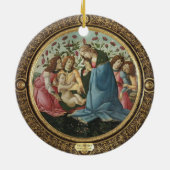 Botticelli Madonna en kind 4 engelen rode rozen Keramisch Ornament (Achterkant)