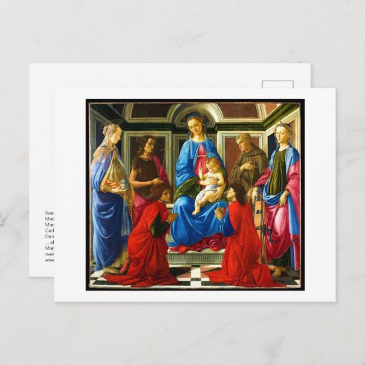 Botticelli Madonna en kind met 6 heiligen 1470 Feestdagenkaart (Voorkant / Achterkant)