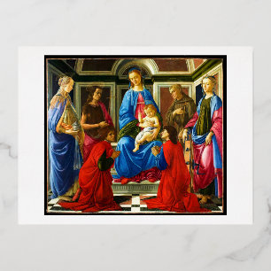Botticelli Madonna en kind met 6 heiligen 1470 Folie Feestdagen Briefkaart