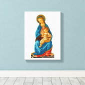 Botticelli Madonna en kind op de troon Canvas Afdruk (Insitu (Houten vloer))