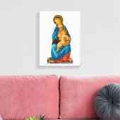 Botticelli Madonna en kind op de troon Canvas Afdruk (Insitu (Woonkamer))