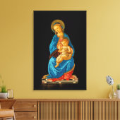 Botticelli Madonna en kind op de troon Canvas Afdruk (Insitu (Woonkamer))