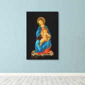 Botticelli Madonna en kind op de troon Canvas Afdruk (Insitu (Houten vloer))