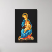 Botticelli Madonna en kind op de troon Canvas Afdruk (Voorkant)