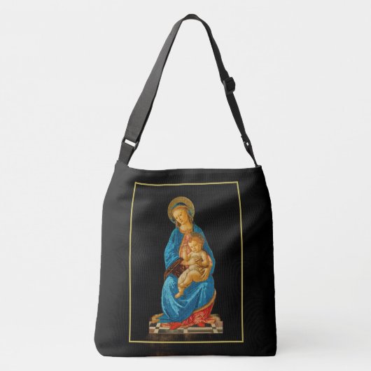 Botticelli Madonna en kind op de troon Crossbody Tas (Achterkant)