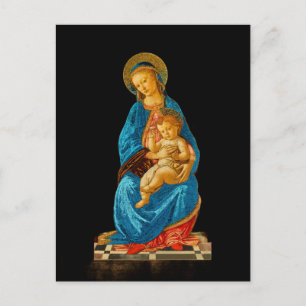 Botticelli Madonna en kind op de troon Feestdagenkaart