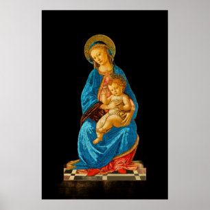 Botticelli Madonna en kind op de troon Poster