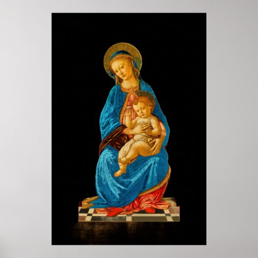 Botticelli Madonna en kind op de troon Poster (Voorkant)