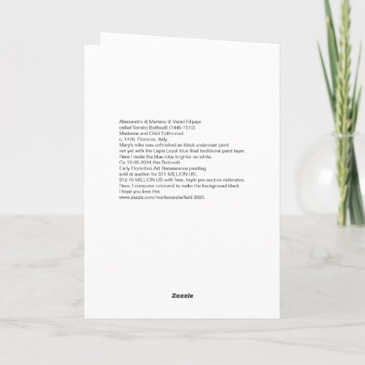 Botticelli Madonna en kind op troon Kaart (Achterkant)