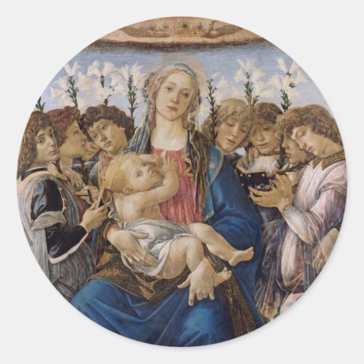 Botticelli Madonna en kind Ronde Sticker (Voorkant)
