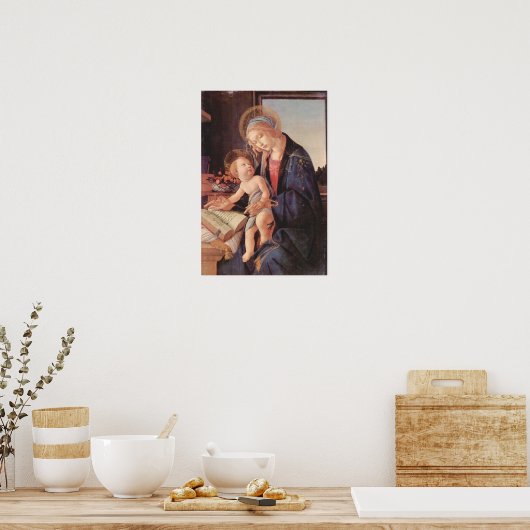 Botticelli-Madonna leert het kind Jezus Poster (Keuken)