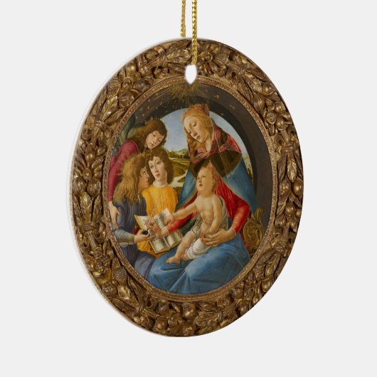 Botticelli Madonna Magnificat Kind 3 Engelen Boek Keramisch Ornament (Rechts)