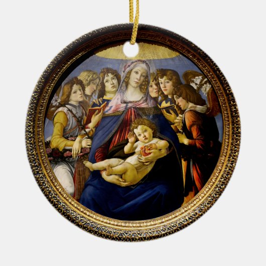 Botticelli Madonna van de Granaatappel Child Angel Keramisch Ornament (Voorkant)