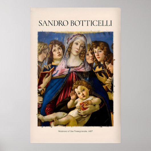 Botticelli Madonna van de Granaatappel Kunstprint Poster (Voorkant)