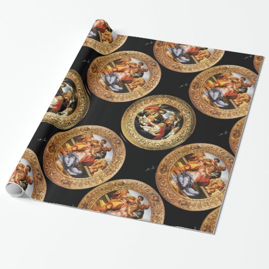 BOTTICELLI MADONNA VAN GRANAATAPPEL EN MAGNIFICAT CADEAUPAPIER (Uitgerold)