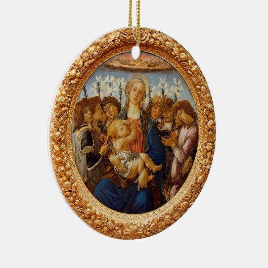 Botticelli Madonna with Child 8 Angels and Lilies Keramisch Ornament (Rechts)