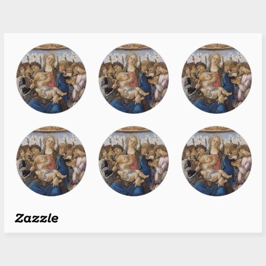 Botticelli Maria Jezus en de zingende engelen Ronde Sticker (Vel)