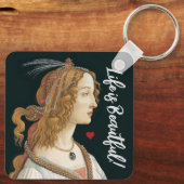 Botticelli Nymph Portretschilderij Kunst Sleutelhanger (Achterkant)