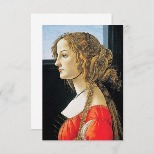 Botticelli-portret van een jonge vrouw kaart (Voorkant / Achterkant)