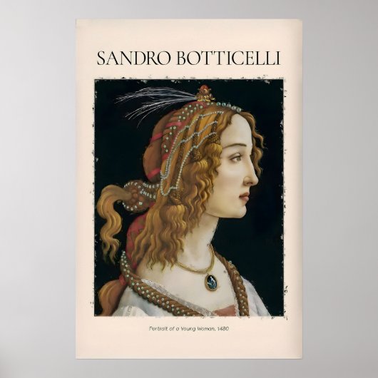 Botticelli Portret van een jonge vrouw Simonetta Poster (Voorkant)