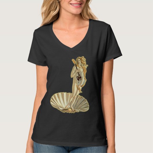 Botticelli Venus With Electric Guitar Rock Guitari T-shirt (Voorkant)