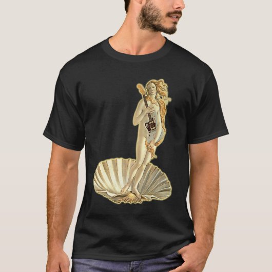 Botticelli Venus With Electric Guitar Rock Guitari T-shirt (Voorkant)