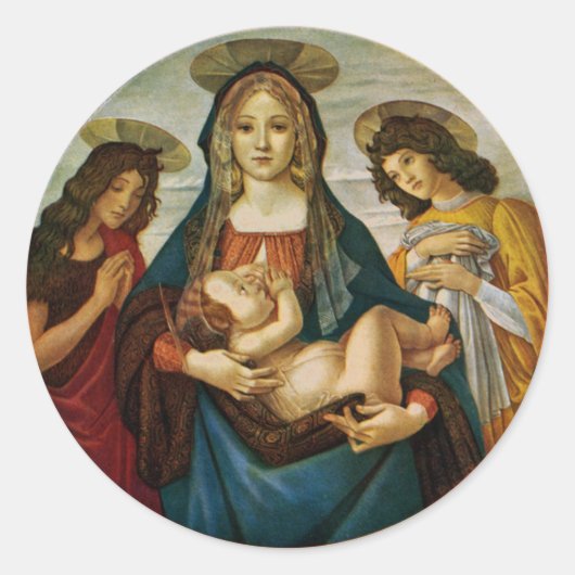 Botticelli's Madonna en Child Ronde Sticker (Voorkant)