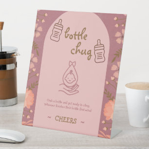 Bottle Chug Game Baby shower Reclamebord Met Voetstuk
