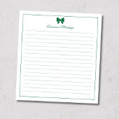 Bottle Green Bow Border Custom Name Lined Notitieblok