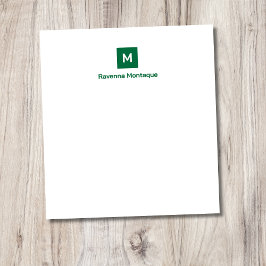 Bottle Green Modern Chic Trendy Monogram Name Notitieblok