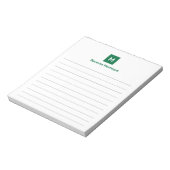 Bottle Green Modern Lined Chic Trendy Monogram  Notitieblok (Linkerzijde)