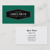 Bottle Green Retro Elegant Attorney Visitekaartje (Voorkant / Achterkant)