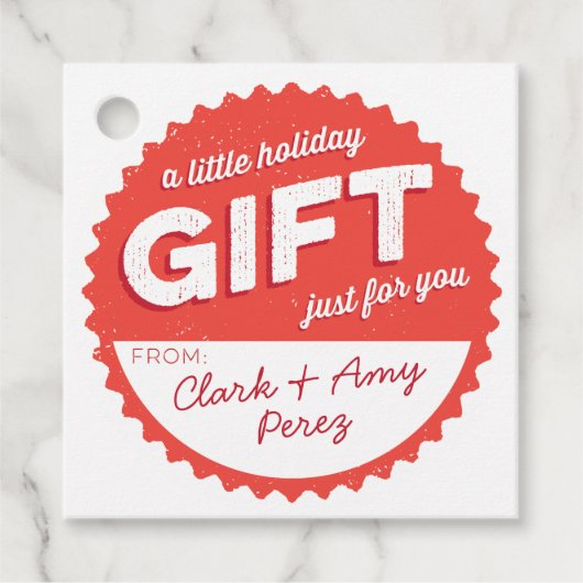 Bottle-pet Style Vakantie Rood en Wit Bedankjes Labels (Voorkant)