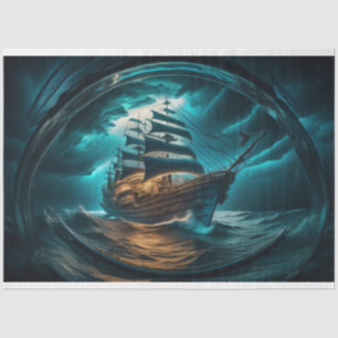 Bottle to sea ocean ship capsize v5 Tissue paper Tissuepapier