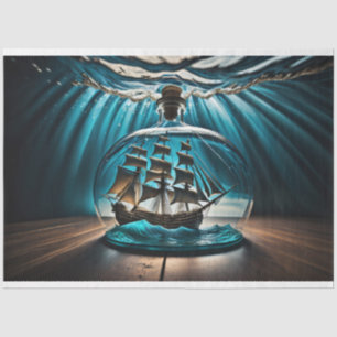 Bottle to sea ocean ship capsize v9 Tissue paper Tissuepapier