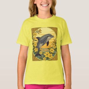 Bottlenose dolfijn met gele jasmijnbloemen t-shirt