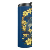 Bottlenose dolfijnen met gele jasmijnbloemen thermosbeker (Gedraaid links)