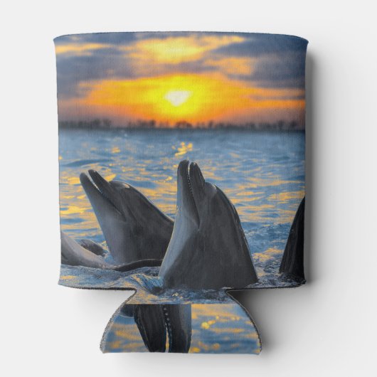 Bottlenose dolfijnen, zonsondergang oceaan scene. blikjeskoeler (Achterkant)