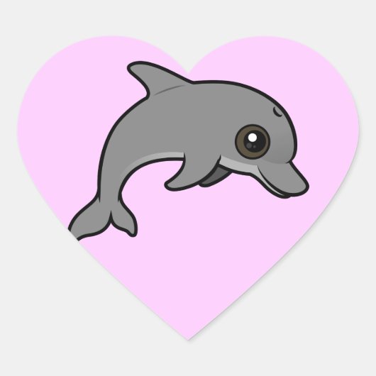 Bottlenose Dolphin Hart Sticker (Voorkant)