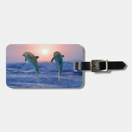 Bottlenose Dolphin op Sunrise Bagagelabel (Voorkant horizontaal)