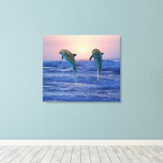 Bottlenose Dolphin op Sunrise Canvas Afdruk (Insitu (Houten vloer))