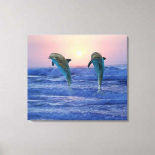 Bottlenose Dolphin op Sunrise Canvas Afdruk