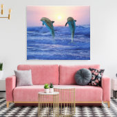 Bottlenose Dolphin op Sunrise Canvas Afdruk (Insitu (Woonkamer))