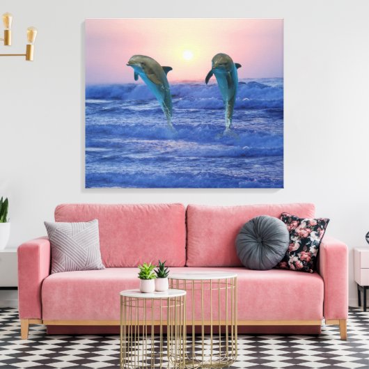 Bottlenose Dolphin op Sunrise Canvas Afdruk (Insitu (Woonkamer))